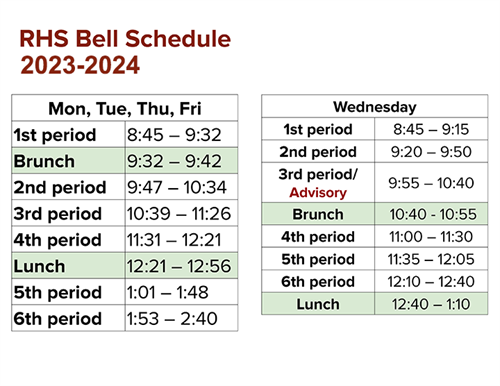 2023-2024 Bell Schedule